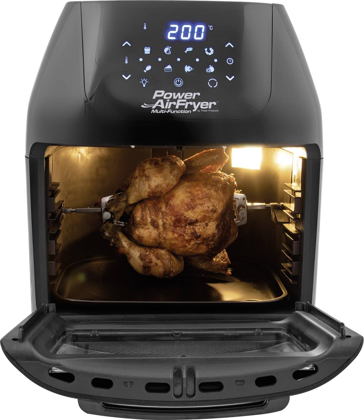 MediaShop Power AirFryer Multi-Function Heißluft-Ofen 1800 W Grillfunktion Schwarz