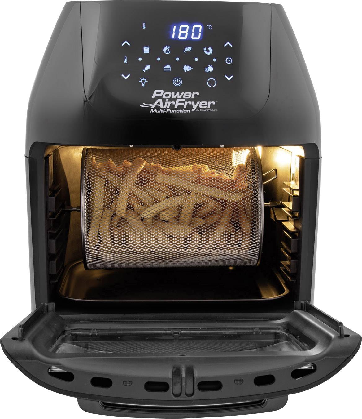 MediaShop Power AirFryer Multi-Function Heißluft-Ofen 1800 W Grillfunktion Schwarz