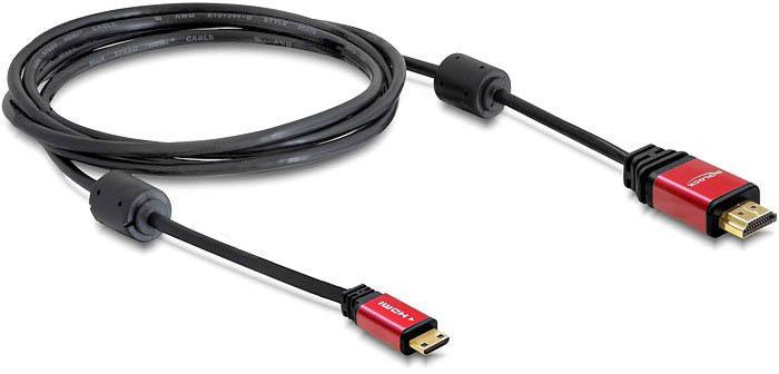 Delock HDMI Anschlusskabel HDMI-A Stecker, HDMI-Mini-C Stecker 3.00 m Schwarz 84337 4K UHD, vergoldete Steckkontakte HDMI-Kabel