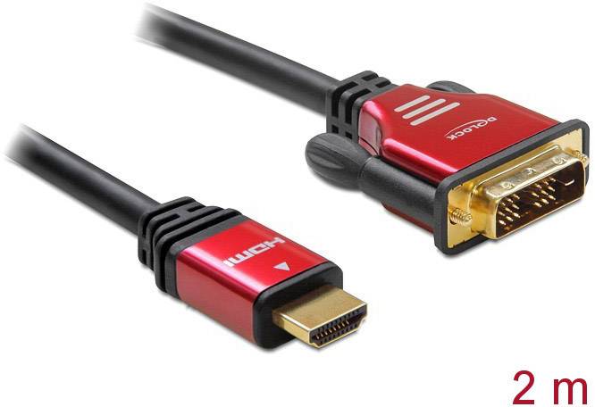 Delock HDMI / DVI Adapterkabel HDMI-A Stecker, DVI-D 18+1pol. Stecker 1.80 m Schwarz 84342 HDMI-Kabel
