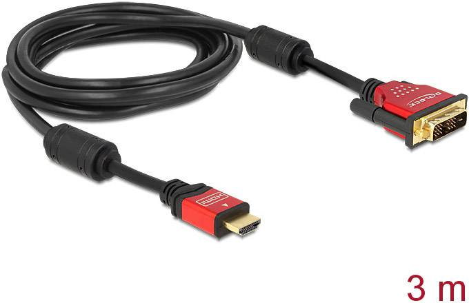 Delock HDMI / DVI Adapterkabel HDMI-A Stecker, DVI-D 18+1pol. Stecker 3.00 m Schwarz 84343 HDMI-Kabel