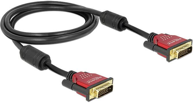 Delock DVI Anschlusskabel DVI-D 24+1pol. Stecker, DVI-D 24+1pol. Stecker 1.80 m Schwarz 84345 vergoldete Steckkontakte, mit Ferritkern DVI-Kabel