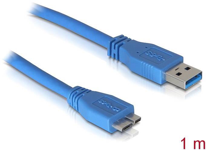 Delock USB-Kabel USB 3.2 Gen1 (USB 3.0 / USB 3.1 Gen1) USB-A Stecker, USB-Micro-B 3.0 Stecker 1.00 m Blau vergoldete Steckkontakte 82531