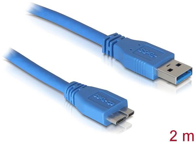 Delock USB-Kabel USB 3.2 Gen1 (USB 3.0 / USB 3.1 Gen1) USB-A Stecker, USB-Micro-B 3.0 Stecker 2.00 m Blau vergoldete Steckkontakte 82532