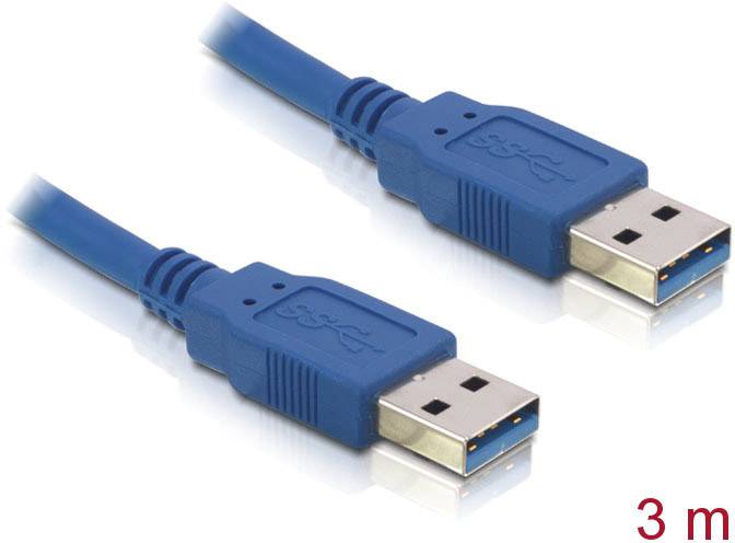 Delock USB-Kabel USB 3.2 Gen1 (USB 3.0 / USB 3.1 Gen1) USB-A Stecker, USB-A Stecker 3.00 m Blau vergoldete Steckkontakte 82536