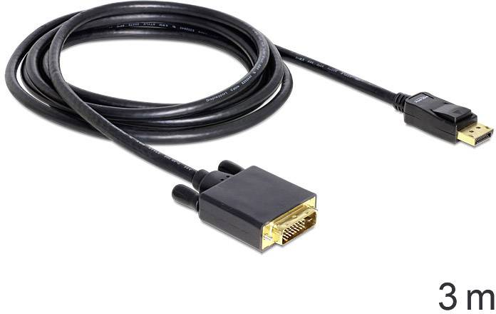 Delock DisplayPort / DVI Adapterkabel DisplayPort Stecker, DVI-D 24+1pol. Stecker 3.00m Schwarz 82592 DisplayPort-Kabel