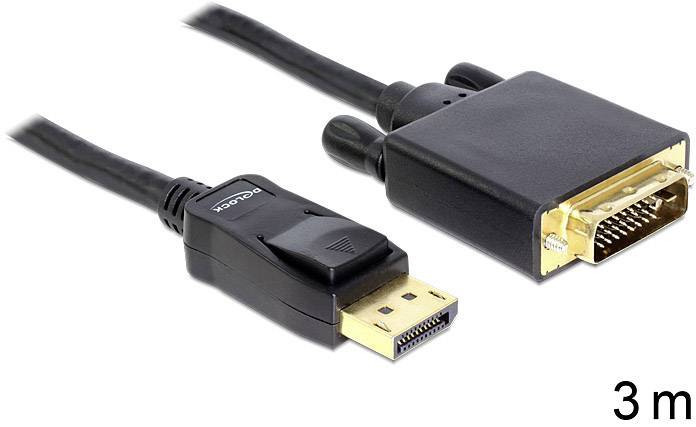 DeLOCK Displayport DVI Kabel, vergoldet, Displayport St./24+1pol DVI St., 3,0 m