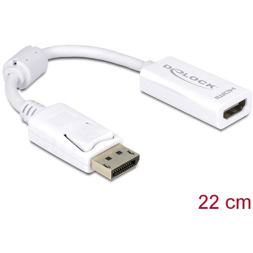 Delock 61767 DisplayPort / HDMI Adapter [1x DisplayPort Stecker - 1x HDMI-Buchse] Weiß mit Ferritke