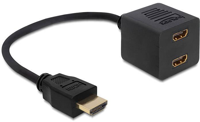Delock 65226 HDMI Adapter [1x HDMI-Stecker - 2x HDMI-Buchse] Schwarz 12.00 cm