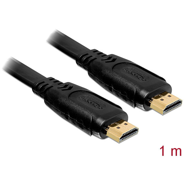 Delock HDMI Anschlusskabel HDMI-A Stecker, HDMI-A Stecker 1.00m Schwarz 82669 HDMI-Kabel