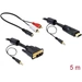 Delock DVI / HDMI / Klinke Adapterkabel DVI-D 18+1pol. Stecker, HDMI-A Stecker 5.00 m Schwarz 84457 mit Ferritkern, vergoldete Steckkontakte Delock DVI / HDMI / Klinke Adapterkabel DVI-D 18+1pol. Stecker, HDMI-A Stecker 5.00 m Schwarz 84457 mit Ferritkern, vergoldete Steckkontakte