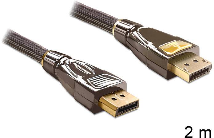 DisplayPort-Kabel mit geflochtener Ummantelung, 2 Meter lang, zwei DisplayPort-Stecker. Geeignet für High-Definition-Videoübertragung.