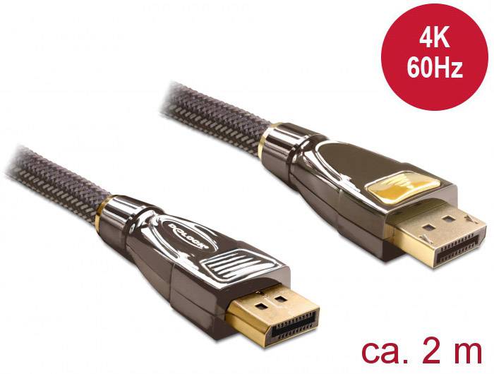 DisplayPort-Kabel, geflochten, ca. 2 m lang, unterstützt 4K bei 60Hz. Hochwertige Steckverbindungen für zuverlässige Videoübertragung.