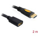 Delock HDMI Verlängerungskabel HDMI-A Stecker, HDMI-A Buchse 2.00 m Schwarz 83080 vergoldete Steckk