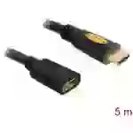 Delock HDMI Verlängerungskabel HDMI-A Stecker, HDMI-A Buchse 5.00 m Schwarz 83082 4K UHD, vergoldet Delock HDMI Verlängerungskabel HDMI-A Stecker, HDMI-A Buchse 5.00 m Schwarz 83082 4K UHD, vergoldet