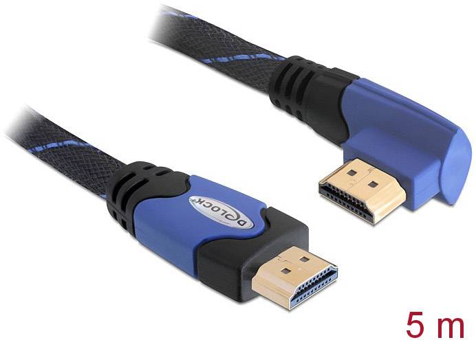 Delock HDMI Anschlusskabel HDMI-A Stecker, HDMI-A Stecker 5.00 m Schwarz 82958 4K UHD, vergoldete Steckkontakte HDMI-Kabel
