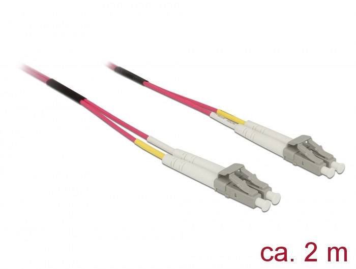 Delock 84641 Glasfaser LWL Anschlusskabel 2.00 m Violett [1x LC-Stecker - 1x LC-Stecker] 50/125 µ Multimode OM4