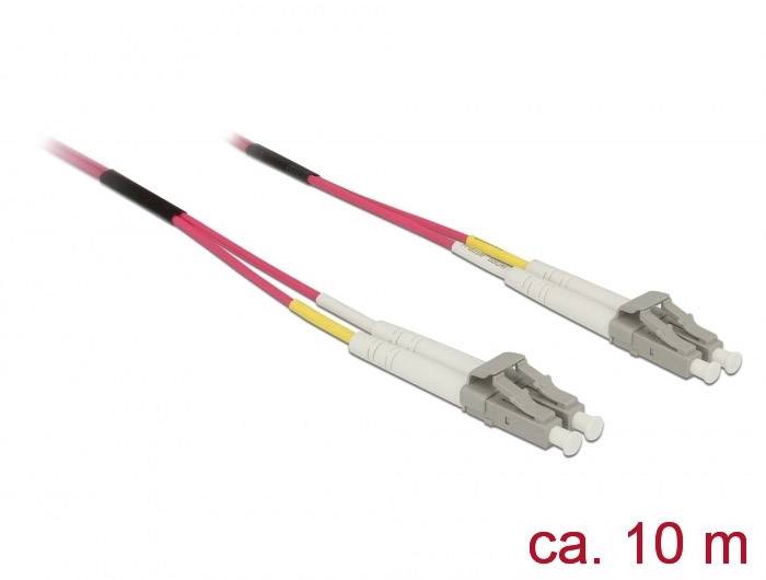 Delock 84644 Glasfaser LWL Anschlusskabel 10.00 m Violett [1x LC-Stecker - 1x LC-Stecker] 50/125 µ Multimode OM4