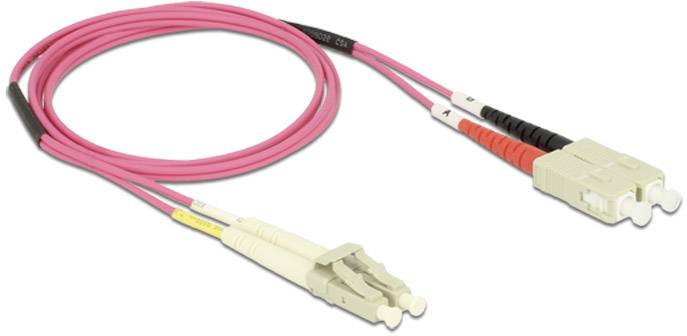 Delock 84680 Glasfaser LWL Anschlusskabel [1x LC-Stecker - 1x SC-Stecker] 50/125 µ Multimode OM4 1.00 m