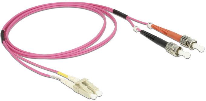 Delock 84685 Glasfaser LWL Anschlusskabel 1.00 m Violett [1x LC-Stecker - 1x ST-Stecker] 50/125 µ Multimode OM4