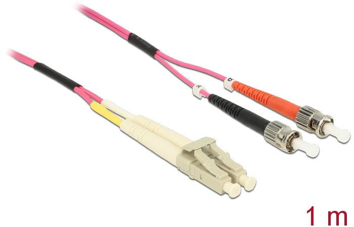 Delock 84685 Glasfaser LWL Anschlusskabel 1.00 m Violett [1x LC-Stecker - 1x ST-Stecker] 50/125 µ Multimode OM4