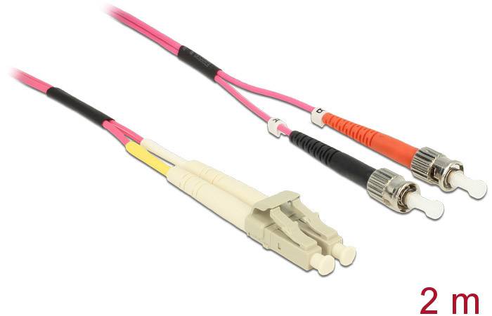 Delock 84686 Glasfaser LWL Anschlusskabel 2.00 m Violett [1x LC-Stecker - 1x ST-Stecker] 50/125 µ Multimode OM4