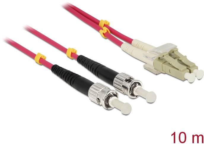 Delock 84868 Glasfaser LWL Anschlusskabel 10.00 m Violett [1x LC-Stecker - 1x ST-Stecker] 50/125 µ Multimode OM4