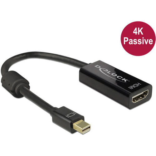 Delock Mini-DisplayPort / HDMI Adapterkabel Mini DisplayPort Stecker, HDMI-A Buchse 0.20m Schwarz 62613 vergoldete Steckkontakte