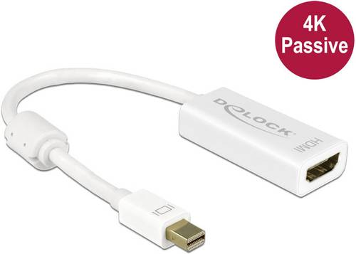 Delock DisplayPort / DVI Anschlusskabel 20.00cm 62614 vergoldete Steckkontakte Weiß [1x Mini-Displa