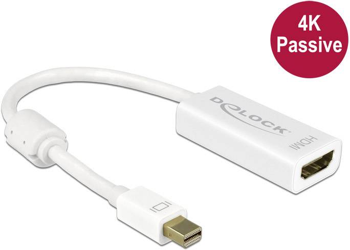 Delock Mini-DisplayPort / HDMI Adapterkabel Mini DisplayPort Stecker, HDMI-A Buchse 0.20 m Weiß 62614 vergoldete Steckkontakte DisplayPort-Kabel