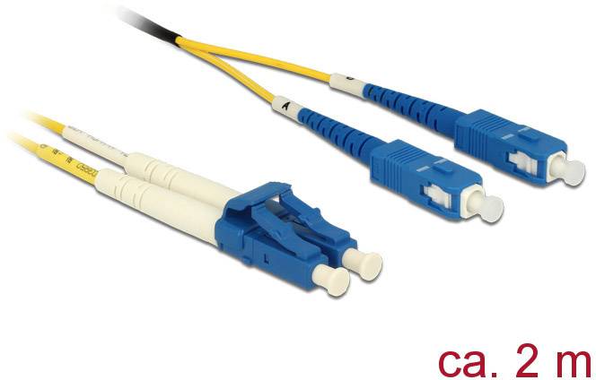 Delock 84610 Glasfaser LWL Anschlusskabel [1x LC-Stecker - 1x SC-Stecker] 9/125 µ Singlemode OS2 2.00 m