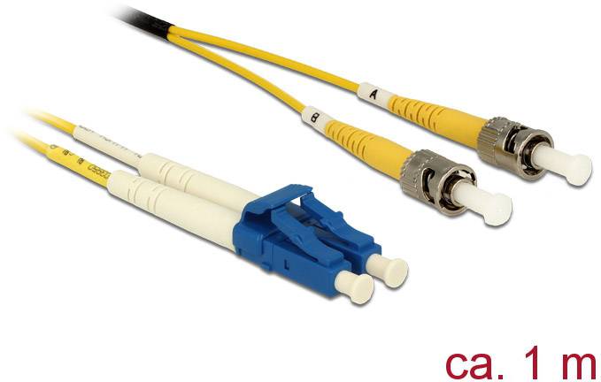 Delock 84611 Glasfaser LWL Anschlusskabel 1.00 m Gelb [1x LC-Stecker - 1x ST-Stecker] 9/125 µ Singlemode OS2