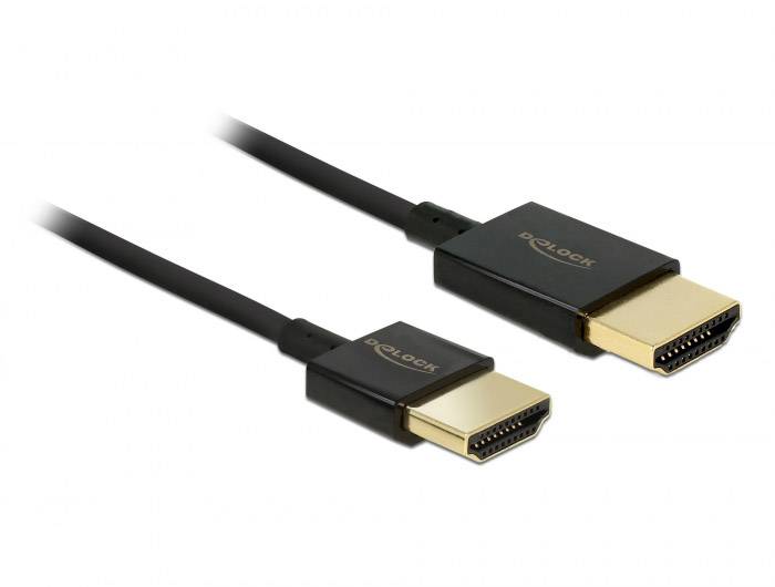 Delock HDMI Anschlusskabel HDMI-A Stecker, HDMI-A Stecker 3.00 m Schwarz 84774 4K UHD, vergoldete Steckkontakte HDMI-Kabel