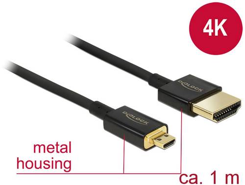 Delock HDMI-A mit Ethernet > HDMI Micro-D 1m
