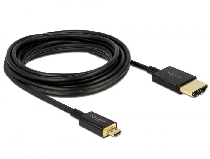 Delock HDMI Anschlusskabel HDMI-A Stecker, HDMI-Micro-D Stecker 4.50 m Schwarz 84785 4K UHD, vergoldete Steckkontakte HDMI-Kabel