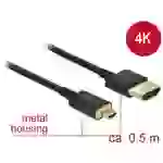 Delock HDMI Anschlusskabel HDMI-A Stecker, HDMI-Micro-D Stecker 0.50 m Schwarz 84788 4K UHD, vergol Delock HDMI Anschlusskabel HDMI-A Stecker, HDMI-Micro-D Stecker 0.50 m Schwarz 84788 4K UHD, vergol