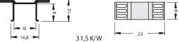 Querschnitt einer mechanischen Komponente mit Abmessungen: Breite 10, Höhe 13, Länge 23; Leistung: 31,5 KW.