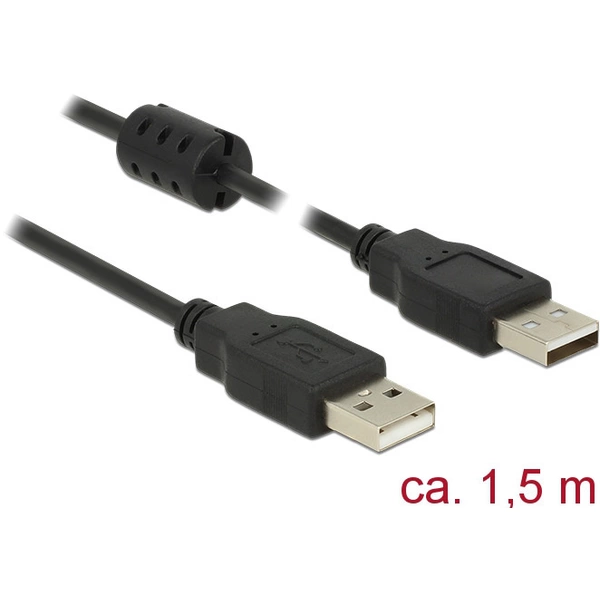 Delock USB-Kabel USB 2.0 USB-A Stecker, USB-A Stecker 1.50 m Schwarz mit Ferritkern 84890 Delock USB-Kabel USB 2.0 USB-A Stecker, USB-A Stecker 1.50 m Schwarz mit Ferritkern 84890