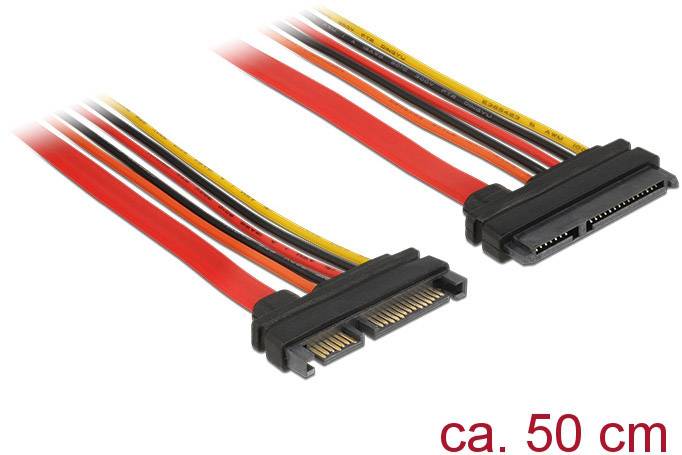 Delock Festplatten Verlängerungskabel [1x SATA-Kombi-Stecker 7+15pol. - 1x SATA-Kombi-Buchse 7+15pol.] 0.50 m Schwarz, Rot, Gelb, Orange
