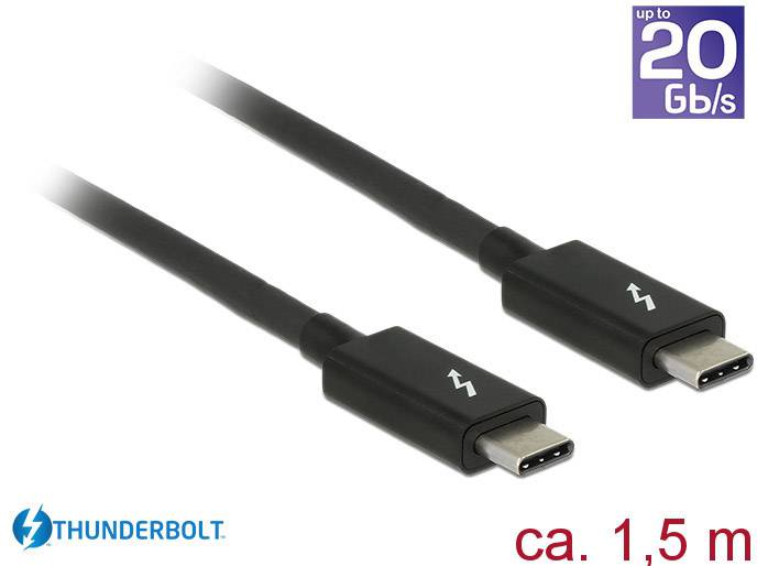 Delock Thunderbolt Anschlusskabel Thunderbolt™ (USB-C®) Stecker, Thunderbolt™ (USB-C®) Stecker 1.50 m Schwarz 84846 Thunderbolt™-Kabel