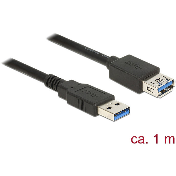 Delock USB-Kabel USB 3.2 Gen1 (USB 3.0 / USB 3.1 Gen1) USB-A Stecker, USB-A Buchse 1.00 m Schwarz v