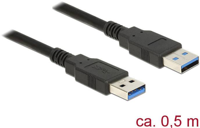 Delock USB-Kabel USB 3.2 Gen1 USB-A Stecker, USB-A Stecker 0.50 m Schwarz vergoldete Steckkontakte 85059