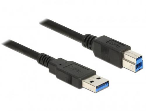 Delock USB 3.0 Anschlusskabel [1x USB 3.0 Stecker A - 1x USB 3.0 Stecker B] 1.00m Schwarz vergoldete