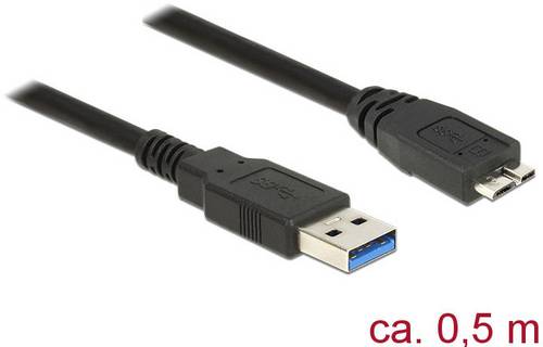 Delock USB 3.0 Anschlusskabel [1x USB 3.0 Stecker A - 1x USB 3.0 Stecker Micro B] 0.50m Schwarz verg