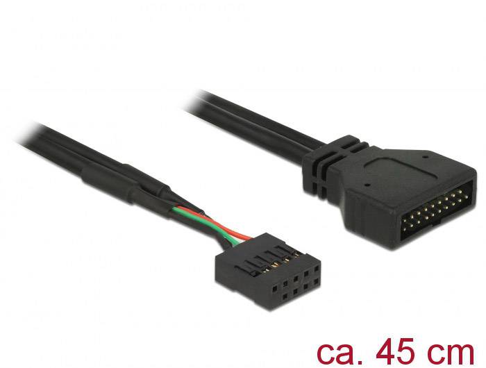 Delock USB-Kabel USB 3.2 Gen1 Pfostenstecker 8pol., Pfostenstecker 19pol. 0.45 m Schwarz 83776