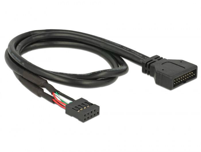 Delock USB-Kabel USB 3.2 Gen1 Pfostenstecker 8pol., Pfostenstecker 19pol. 0.45 m Schwarz 83776