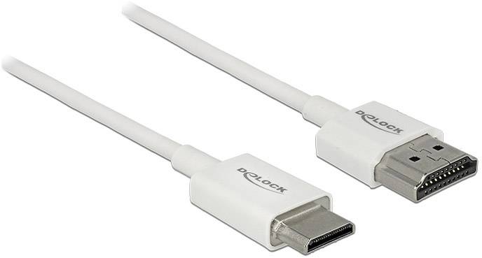Delock HDMI Anschlusskabel HDMI-A Stecker, HDMI-Mini-C Stecker 1.00 m Weiß 85142 4K UHD, vergoldete Steckkontakte HDMI-Kabel
