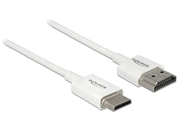 Delock HDMI Anschlusskabel HDMI-A Stecker, HDMI-Mini-C Stecker 1.00 m Weiß 85142 4K UHD, vergoldete Steckkontakte HDMI-Kabel