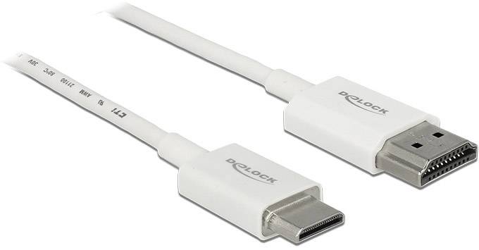 Delock HDMI Anschlusskabel 3.00m 85145 vergoldete Steckkontakte Weiß [1x HDMI-Stecker - 1x HDMI-Stecker C Mini]