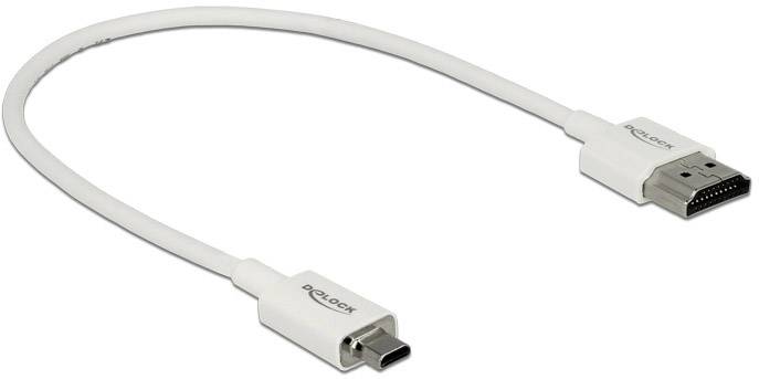 Delock HDMI Anschlusskabel HDMI-A Stecker, HDMI-Micro-D Stecker 0.25 m Weiß 85147 4K UHD, vergoldete Steckkontakte HDMI-Kabel